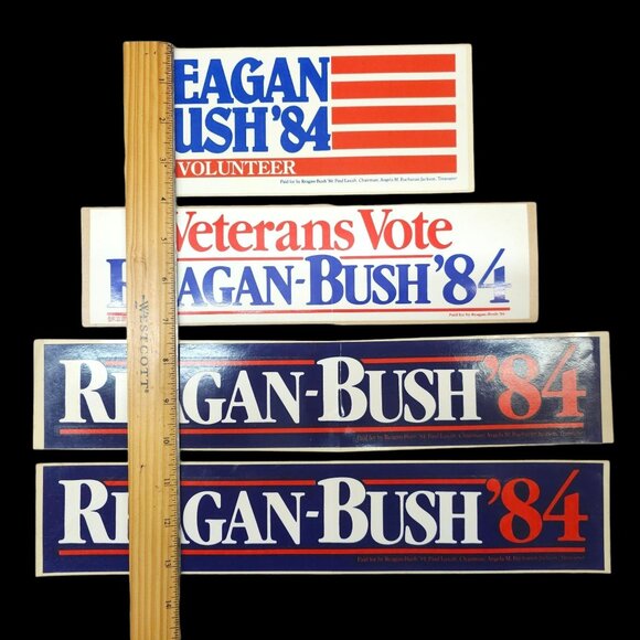 Reagan Bush 84 Presidential Campaign Volunteer Veterans Vote Sticker Lot NOS - Picture 3 of 7